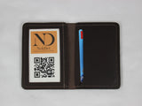 Leather ID Card Case Dark Brown Open