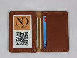 Leather ID Card Case Tan Open