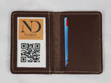Leather ID Card Case Brown Open