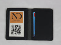 Leather ID Card Case Navy Open