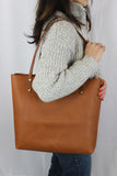 Leather Tote Bag with Model